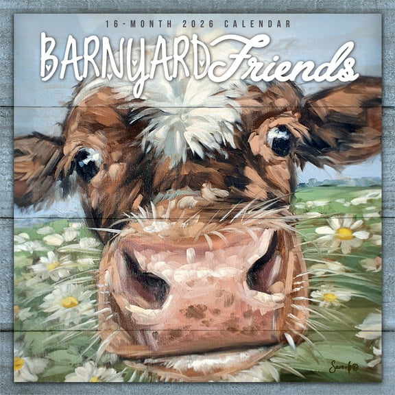 Barnyard Friends | 2026 12x24" (Hanging) Square Wall Calendar | Plastic-Free