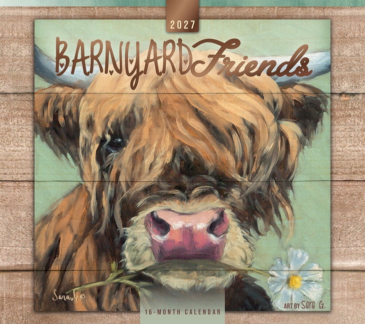 Barnyard Friends 2027 14 X 24 Inch (Hanging) Monthly Deluxe Wall Calendar Featuring the Artwork of Sara G. Linen Envelop, (Paperback)