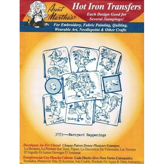 Barnyard Happenings Aunt Martha's Hot Iron Embroidery Transfer