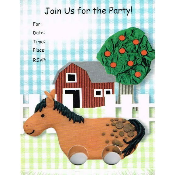 Barnyard 'Happy Birthday Little One' Invitations w/ Envelopes (8ct)