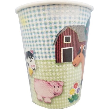 Barnyard Paper Cups, 9 oz, 'Happy Birthday Little One', 25 Count