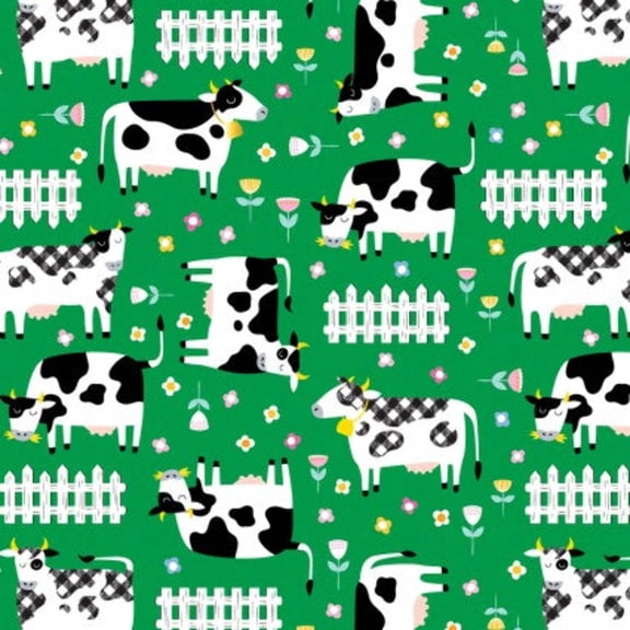 Barnyard Rules Moo Crew Cotton Fabric