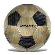 Barocity Black and Gold Size 4 Soccer Ball - Premium Outdoor and Indoor Soccer Ball with Reflective Iridescent Rainbow Hex Pattern, Cool Boys and Girls Soccer Ball for Playtime, Practice and Training