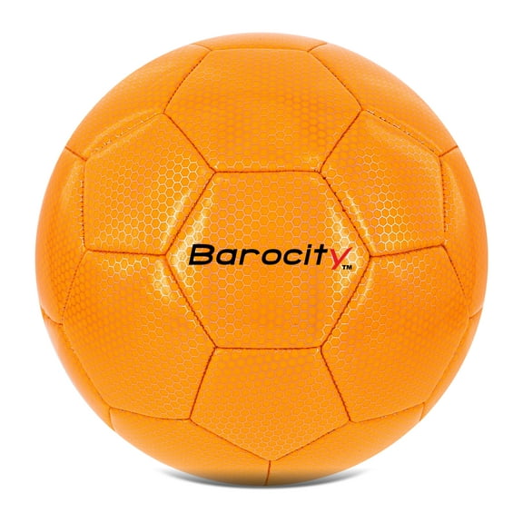 Barocity Kids Soccer Ball - Premium Boys and Girls Soccer Ball for Kids with Reflective Hex, Small Soccer Ball for Playtime, Training and Games, Cool Soft Soccer Ball for All Ages - Orange, Size 3