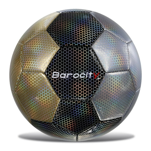 Barocity Mix Silver, Black, Gold Soccer Ball- Premium Size 3 with Reflective Iridescent Rainbow Hex Pattern, Boys and Girls, Kids for Indoor and Outdoor Playtime