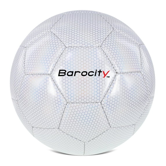 Barocity White Soccer Ball Size 5 - Premium Boys And Girls Soccer Ball Soccer Ball With Reflective Iridescent Rainbow Hex Pattern, Adults And Kids Soccer Ball For Indoor And Outdoor Playtime Practice