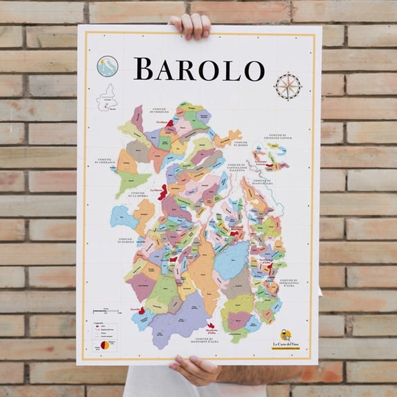 Barolo Wine Map, Unframed Paper Poster 8x10in