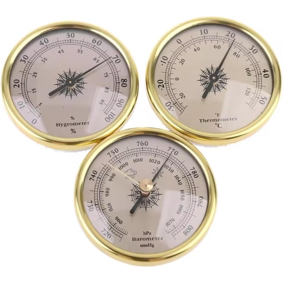 Barometer,Barometer Indoor,Barometer Thermometer Hygrometer,Barometers for The Home Wall,2.83 in Analog Weather Station,Dial Type Barometer,for Home Wall,Fishing Boat,Office,Terrace