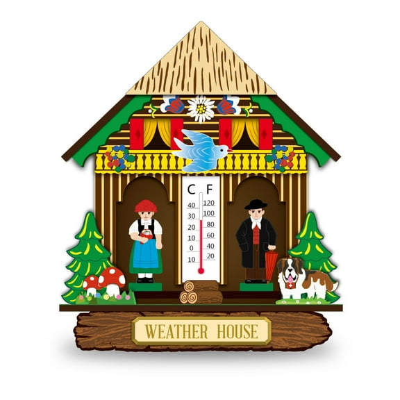 Barometer Men and Women Weather House forest Weather House House Barometer and Hygrometer Indoor Outdoor Garden Greenhouse Wall