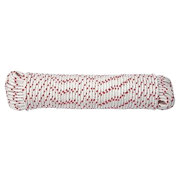 Baron 52012 Rope, 5/16 in Dia, 50 ft L, 180 lb Working Load, Polyester, Red/White