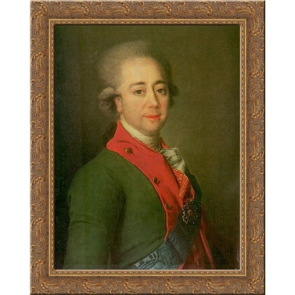 Baron Alexander Stroganov 24x20 Gold Ornate Wood Framed Canvas Art by Dmitry Levitzky