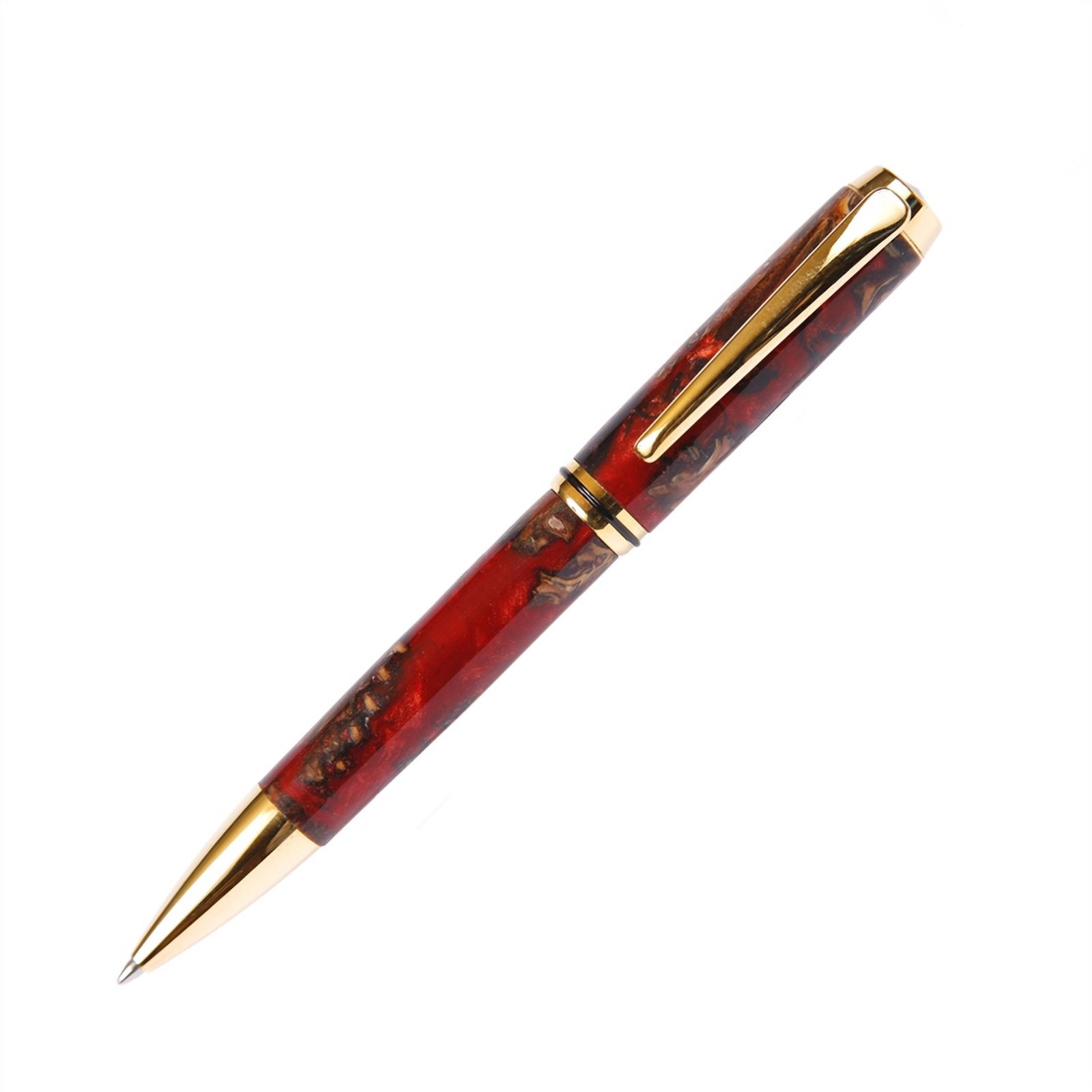 Baron Ball Point Pen - Red and Silver Pine Cone