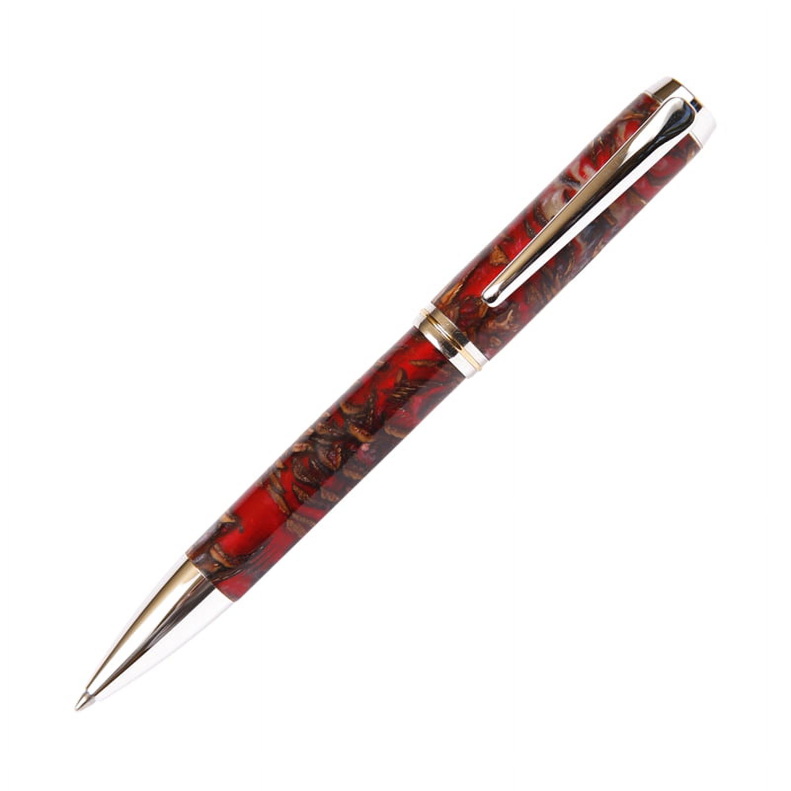 Baron Ball Point Pen - Red and Silver Pine Cone