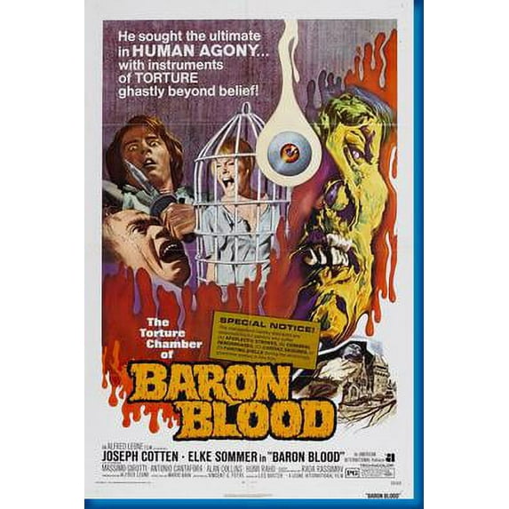 Baron Blood Movie Poster Entertainment decor Art Poster 24x36 Unframed, Age: Adults, Rectangle Poster Time