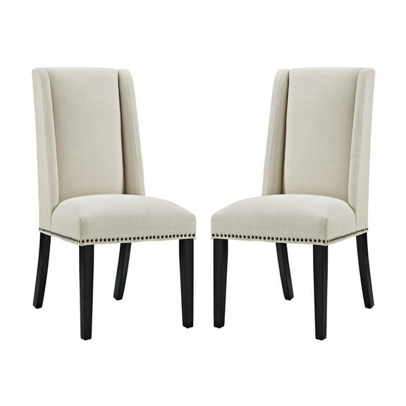 Modway Baron Dining Chair Fabric Set of 2 in Beige