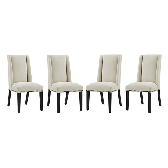 Modway Baron Dining Chair Fabric Set of 4 in Beige