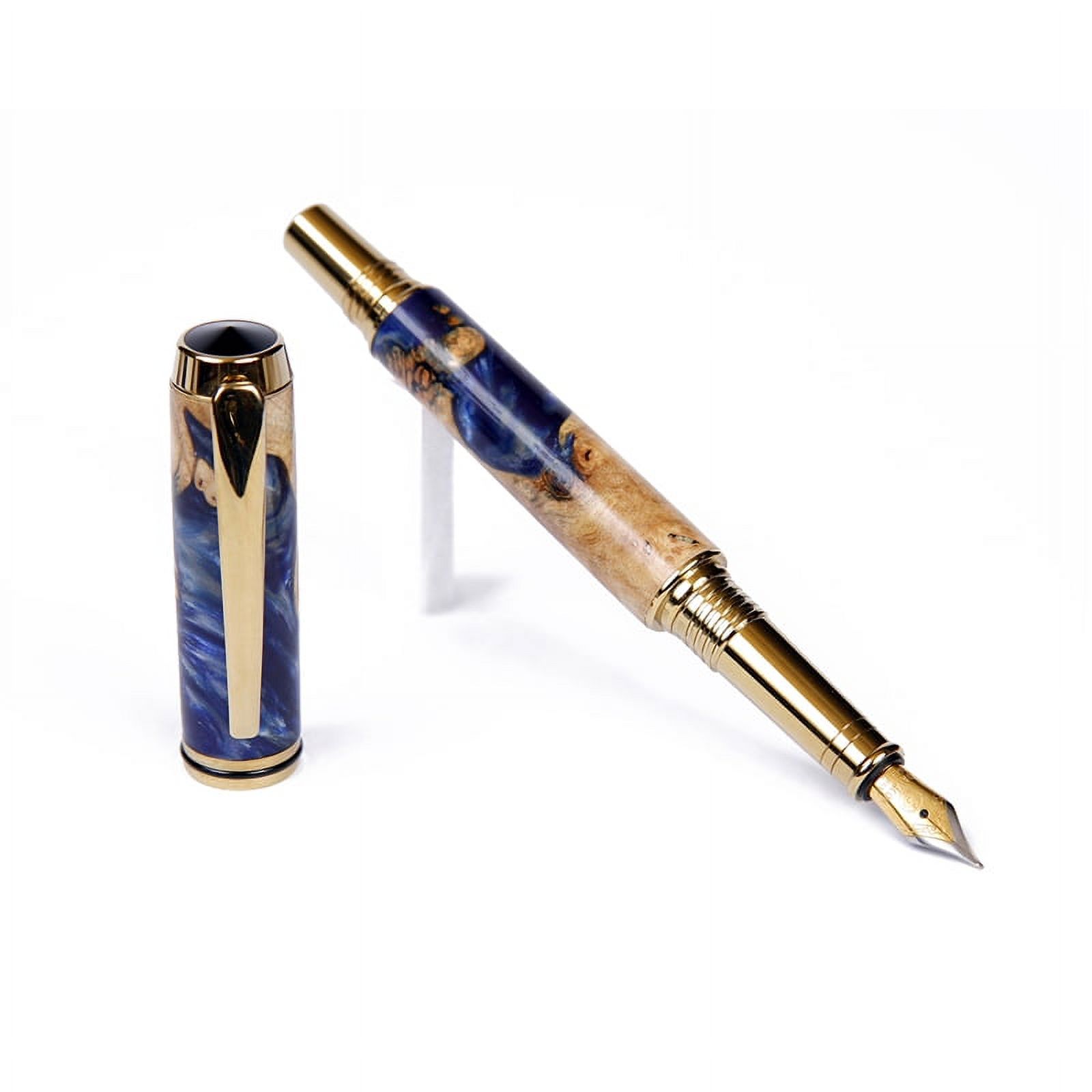 Baron Fountain Pen - Blue and Silver Burl End Cap