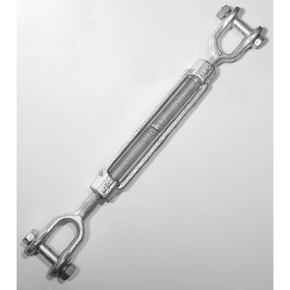 Baron 19-1/2X9 Turnbuckle, 2200 lb Working Load, 1/2 in Thread, Jaw, Jaw, 9 in L Take-Up, Galvanized Steel