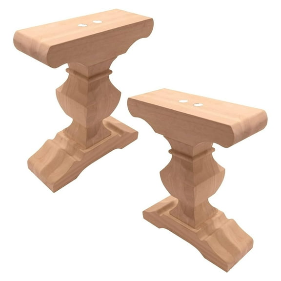 Baron Hardwood Trestle Bench Bases (Set of 2 Bases), Furniture Pedestals for DIY Farmhouse Bench Designs, Unfinished and Sanded Wooden Bases