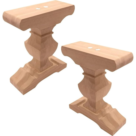 Baron Hardwood Trestle Bench Bases (Set of 2 Bases), Furniture Pedestals for DIY Farmhouse Bench Designs, Unfinished and Sanded Wooden Bases