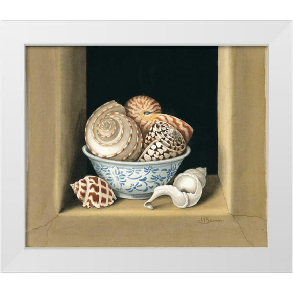 Baron, Jenny 17x15 White Modern Wood Framed Museum Art Print Titled - Shells in Bowls I