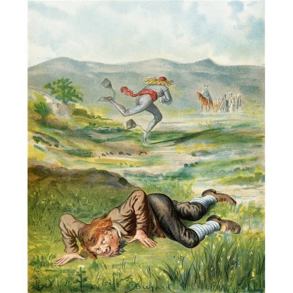 Baron Munchausen Finds Two Wonderful Servants Illustration by Alphonse Adolf Bichard From The Book The Adventures of Baron Poster Print - Large - 26 x 32