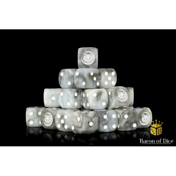 Baron Of Dice 6-Sided d6 Howling Wolf Dice Pack (White)