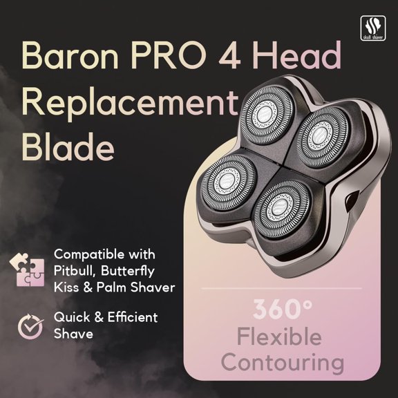Baron PRO 4 Blade for Wet & Dry Shaving with Japanese Stainless Steel Compatible with Pitbull Palm Kiss