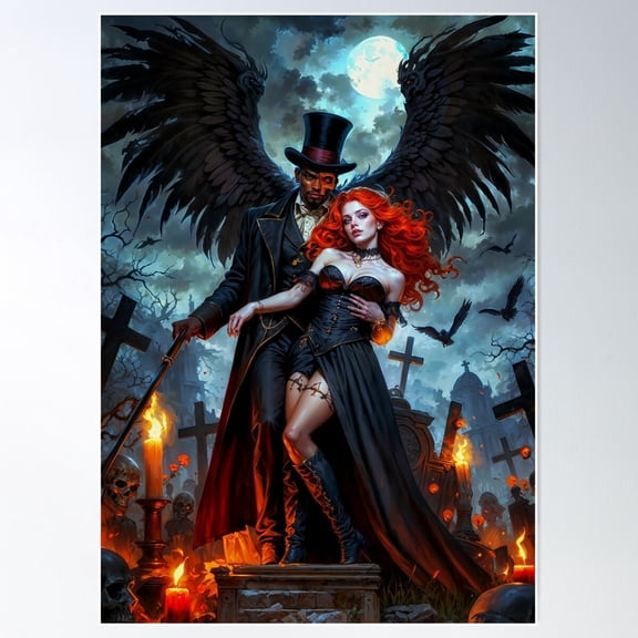 Baron Samedi And Maman Brigitte Poster Wall Art, Modern Wall Decor For Living Room Bedroom, 8x12 UNFRAMED