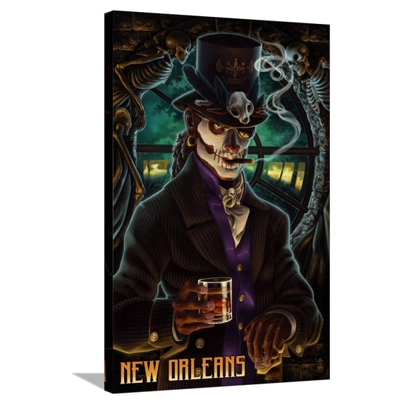 Art.com Baron Samedi Voodoo - New Orleans, Louisiana Stretched Canvas Print Wall Art by Lantern Press, 24" x 36"