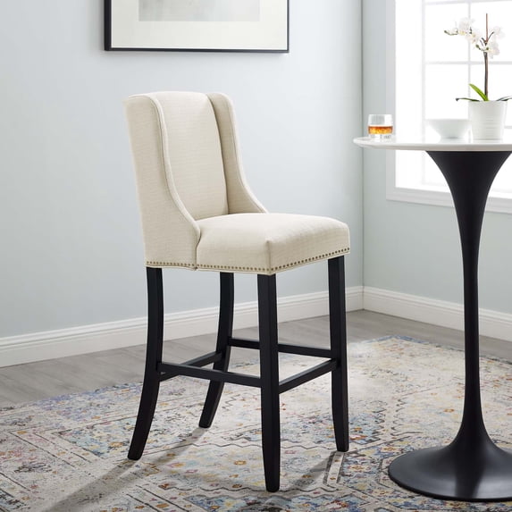 Baron Upholstered Fabric Bar Stool in Beige