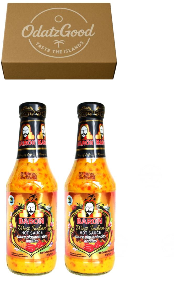 Baron West Indian Hot Sauce 14oz (397g) 2-Pack – Product of St. Lucia – Curated & Packaged by ODatzGood