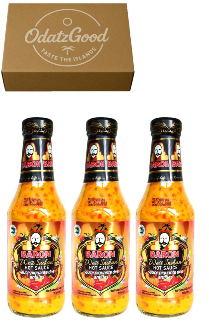 Baron West Indian Hot Sauce 14oz (397g) 3-Pack – Product of St. Lucia – Curated & Packaged by ODatzGood