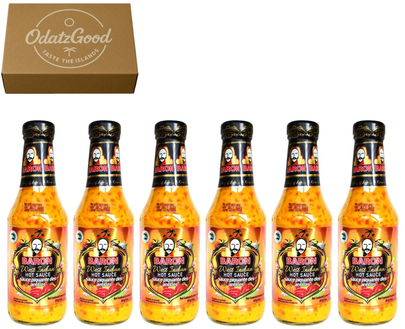 Baron West Indian Hot Sauce 14oz (397g) 6-Pack – Product of St. Lucia – Curated & Packaged by ODatzGood