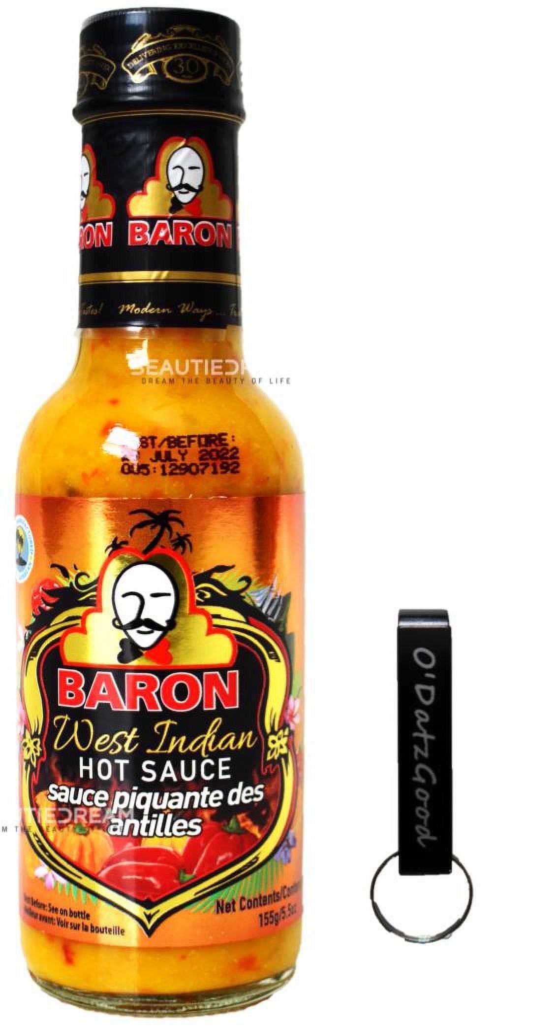 Baron West Indian Hot Sauce. 5.5 oz (155g) Pack of 1 Packaged w/ ODatzGood