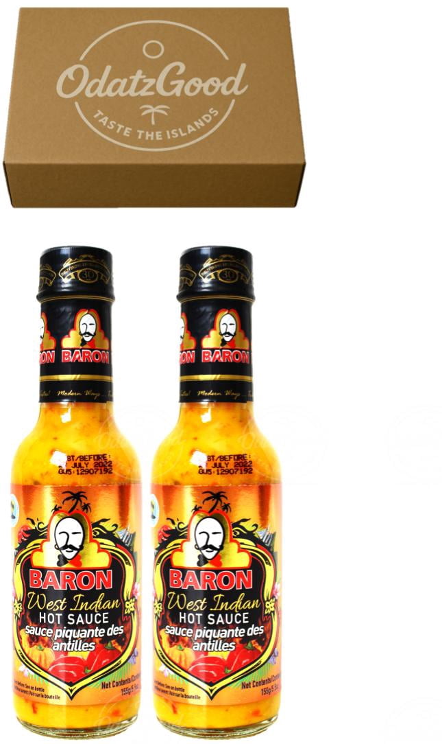 Baron West Indian Hot Sauce 5.5oz (155g) 2-Pack – Product of St. Lucia – Curated & Packaged by ODatzGood