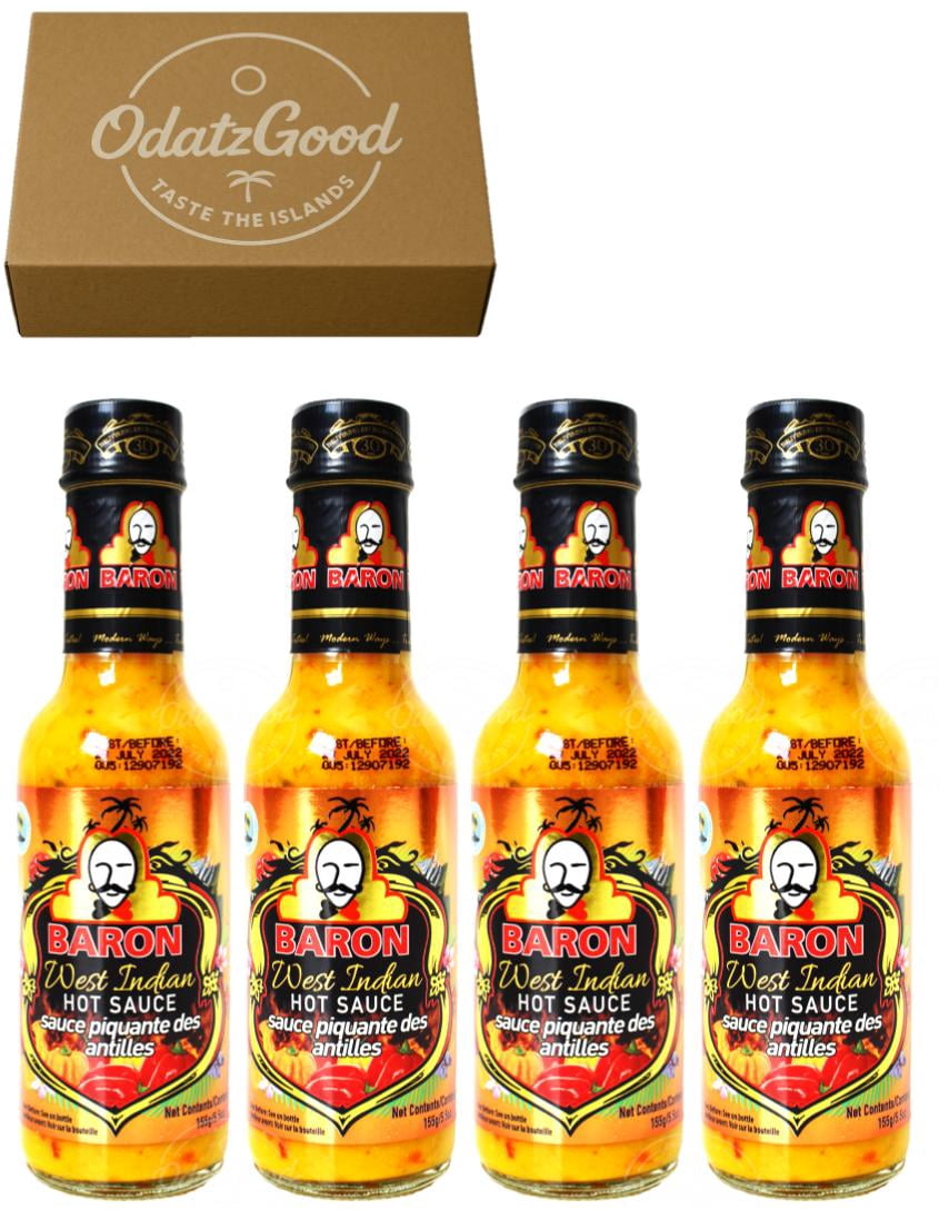 Baron West Indian Hot Sauce 5.5oz (155g) 4-Pack – Product of St. Lucia – Curated & Packaged by ODatzGood