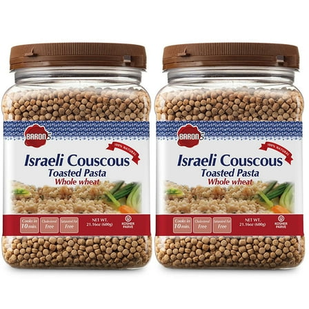 Baron's Israeli Couscous Toasted Whole Wheat Pasta 21.16oz Jars (2 Pack)