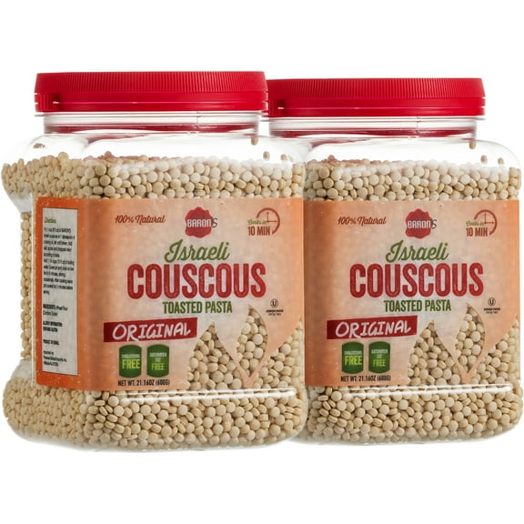 Baron's Kosher Israeli Couscous Toasted Pasta 21.16oz Jar 2 Pack Natural