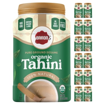 Baron's Organic Pure Tahini Sesame Paste 16oz Jars (12 Pack) Kosher