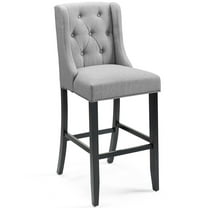 Baronet Tufted Button Upholstered Fabric Bar StoolLight Gray