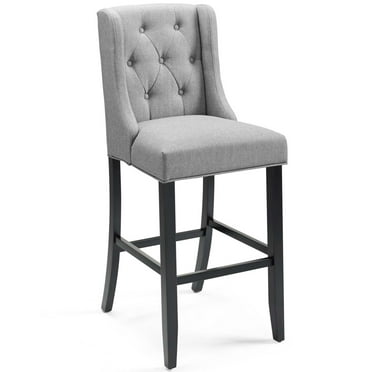Baronet Tufted Button Upholstered Fabric Bar StoolLight Gray