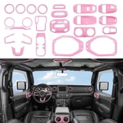 Barong for Jeep Wrangler JL JLU 2018-2025 Accessories Exterior Decoration Door Hinge Handle Engine Hood Hinge Hood Latch Wheel Eyebrow Side Air Outlet Rear Window Hinge Cover 26PCS Full Set Pink