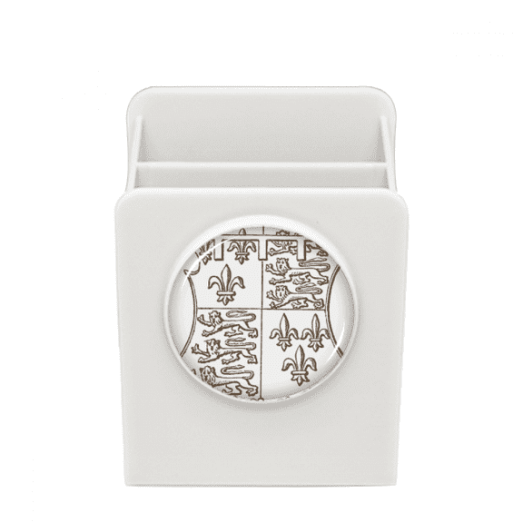 Baroque Art Black White Lion Shield Desk Pencil Holder Cup Pen Organizer