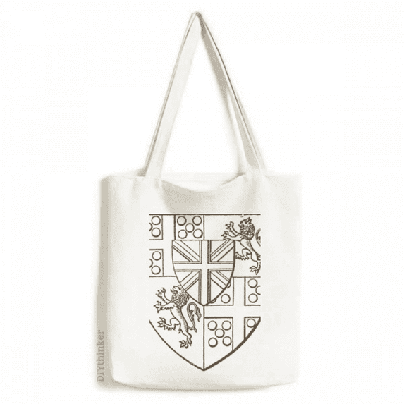 Baroque Art Shield Lion Illustration Patter Tote Canvas Bag Shopping Satchel Casual Handbag