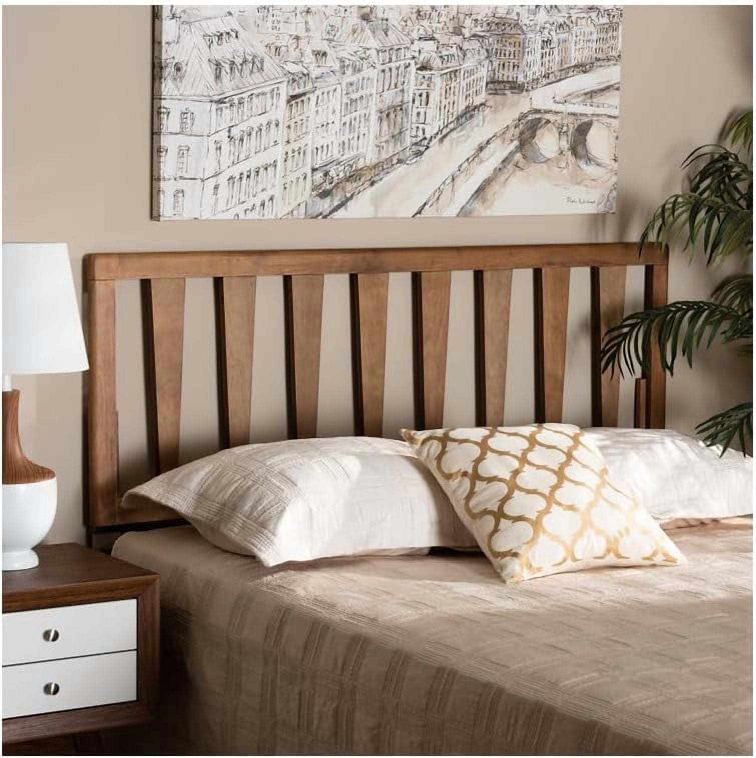 Image showcasing Baroque Beauty Headboard - Elegant Ash Walnut Finish, Wood Construction ...