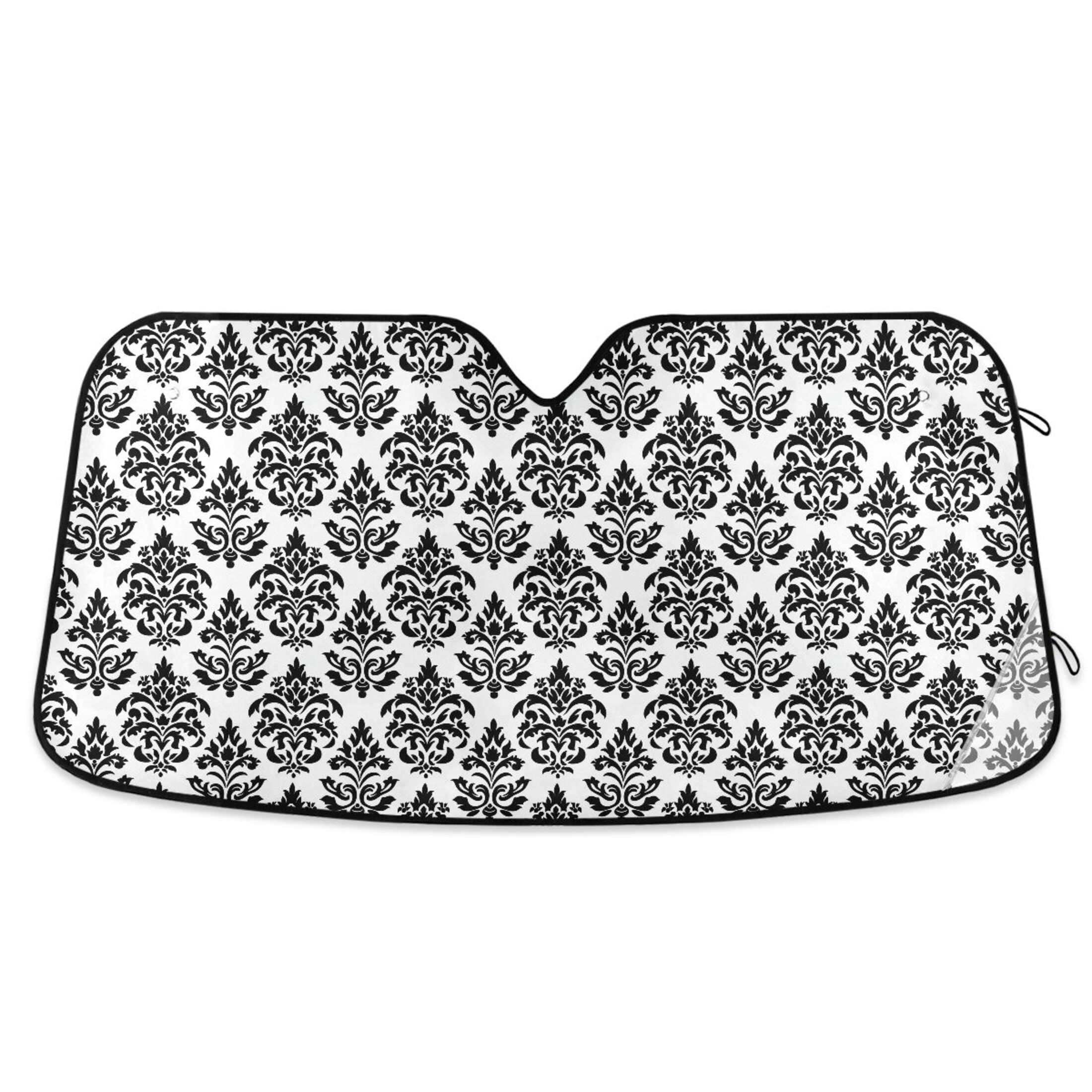 Baroque Black Damask Figure Car Windshield Sun Shade Foldable Car Front ...