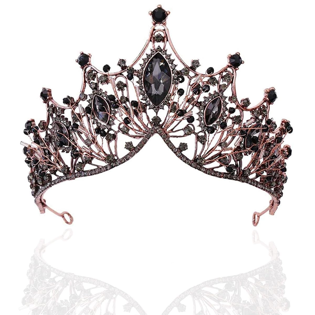 Baroque Black Queen Crown for Women, Dark Gothic Princess  display picture 3