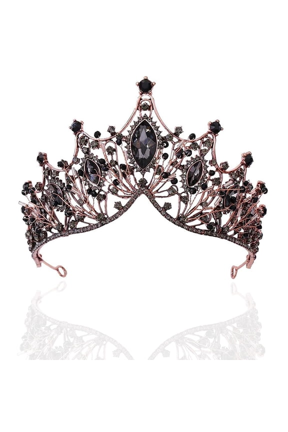 Baroque Black Queen Crown for Women, Dark Gothic Princess Tiaras and Crown Handmade Crystal Headband Birthday Tiara for Women ā Wedding Halloween Faire Costume Birthday Music Festival