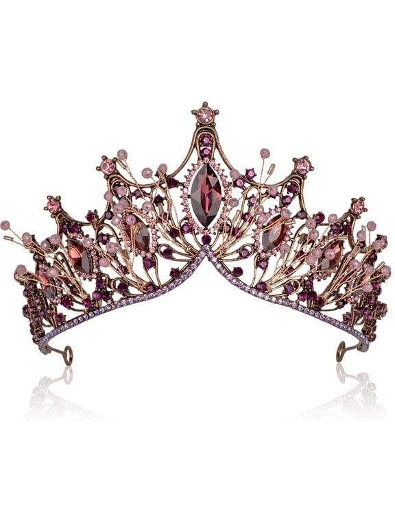 Baroque Black Queen Crown for Women, Dark Gothic Princess Tiaras and Crown Handmade Crystal Headband Birthday Tiara for Women – Wedding Halloween Faire Costume Birthday Music Festival